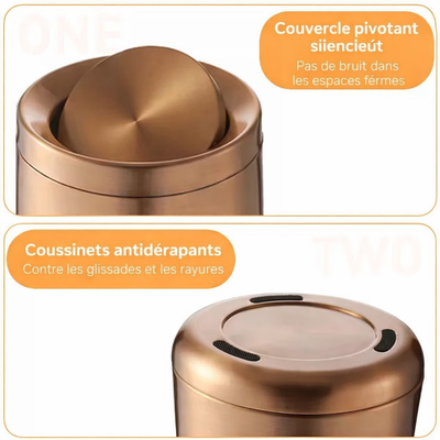Poubelle design de luxe en inox à couvercle roulant