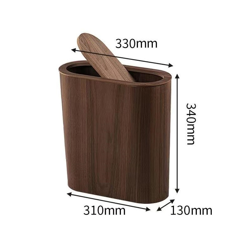 Poubelle En Bois 12L Avec Couvercle Battant - Bac à Déchets Rectangulaire Pour Salle De Bain, Cuisine, Chambre