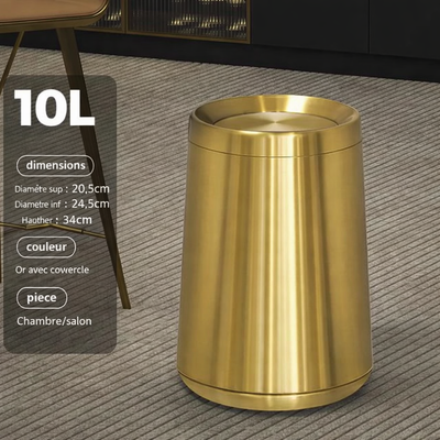 Poubelle design de luxe en inox à couvercle roulant