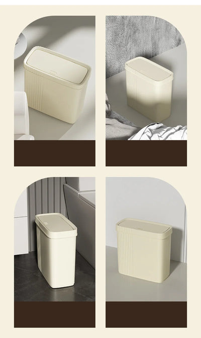 Poubelle avec couvercle presse, design rectangulaire anti-odeur