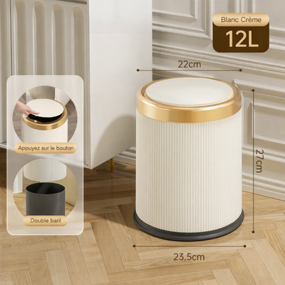 Poubelle design à pression 12L avec seau intérieur amovible