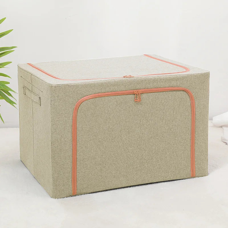 Boîte de rangement en tissu pliable de 24L, 66L et 100L beige