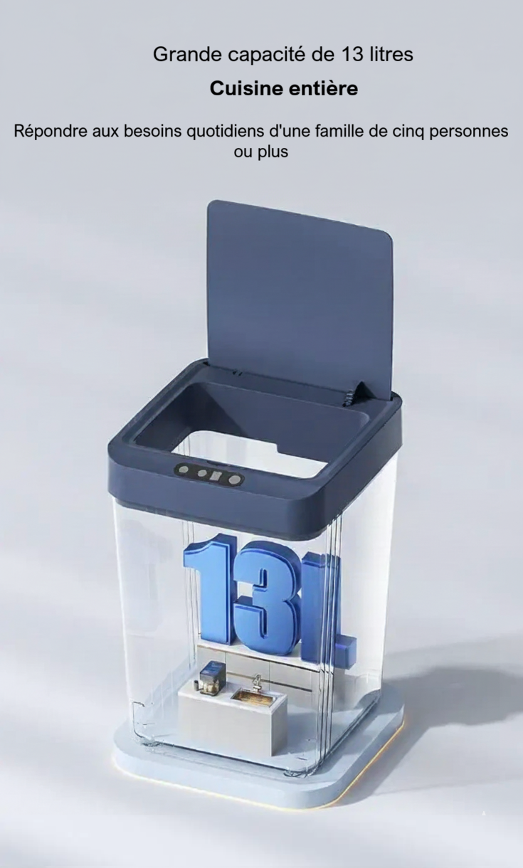 Poubelle automatique intelligente à capteur 13L