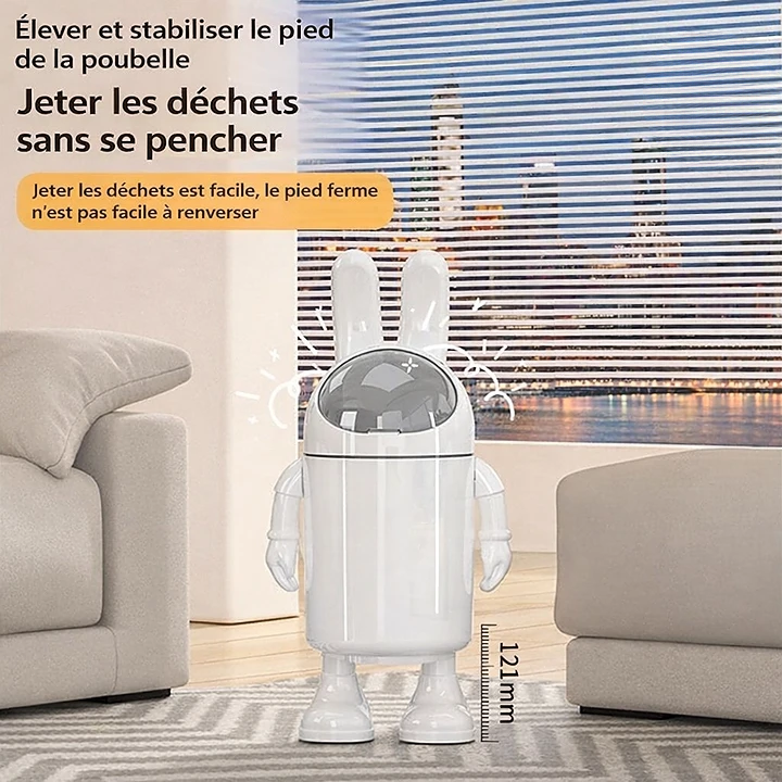 Poubelle design astronaute sur pied