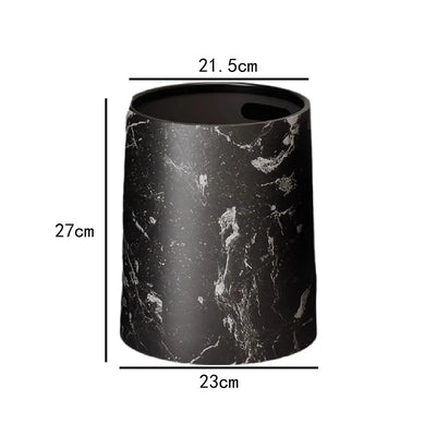 Poubelle ronde sans couvercle en plastique design marbré