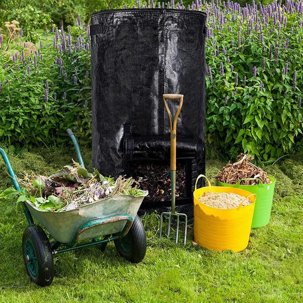 Sac à compost de jardin noir grande capacité 129L
