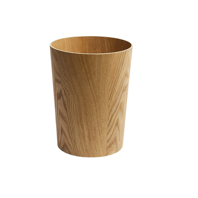 Poubelle en bois noyer design pressé