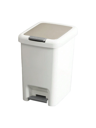 Poubelle à pédale rectangulaire blanche compacte et pratique