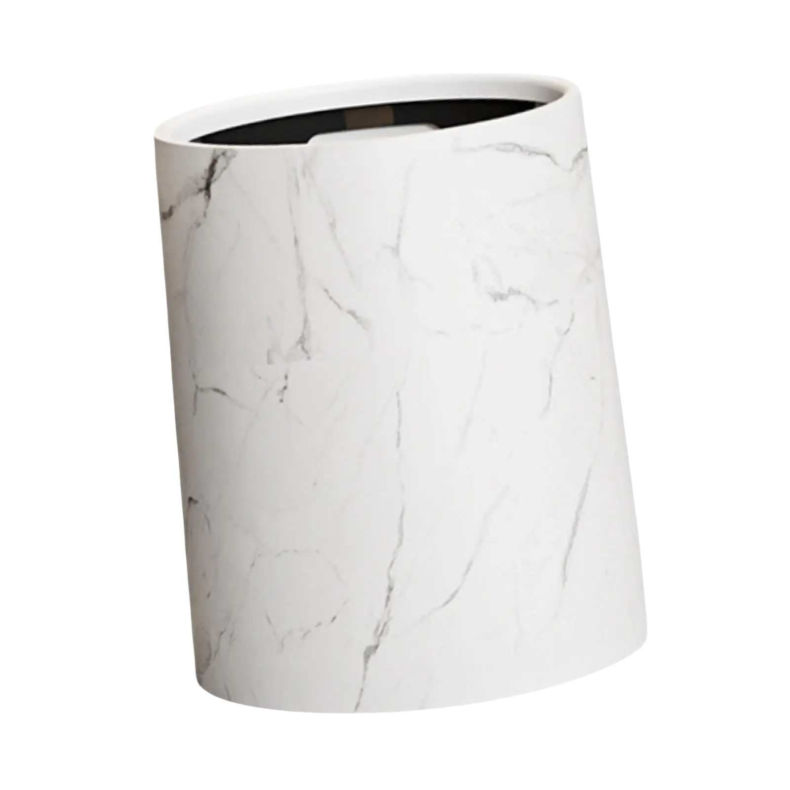 Poubelle ronde sans couvercle en plastique design marbré