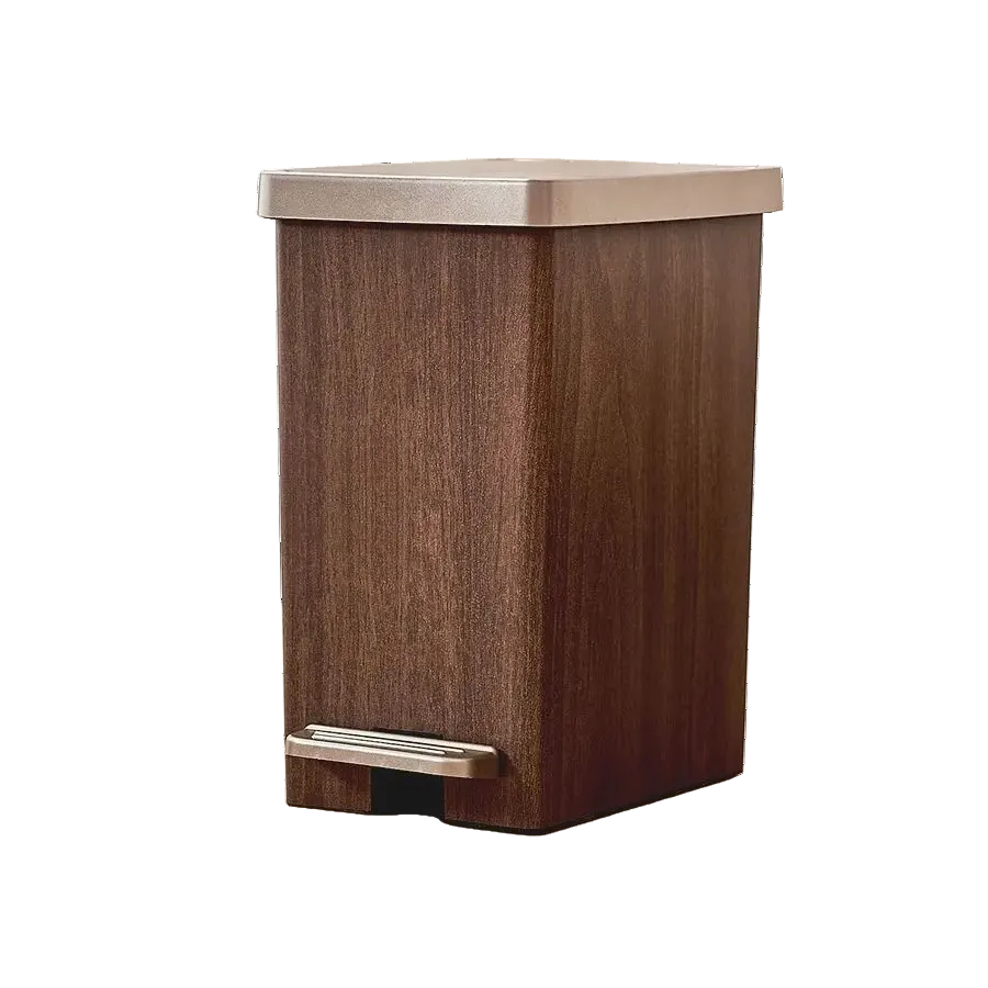 Poubelle design effet bois avec deux modes d’ouverture