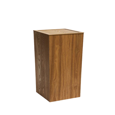 Poubelle en bois noyer design pressé