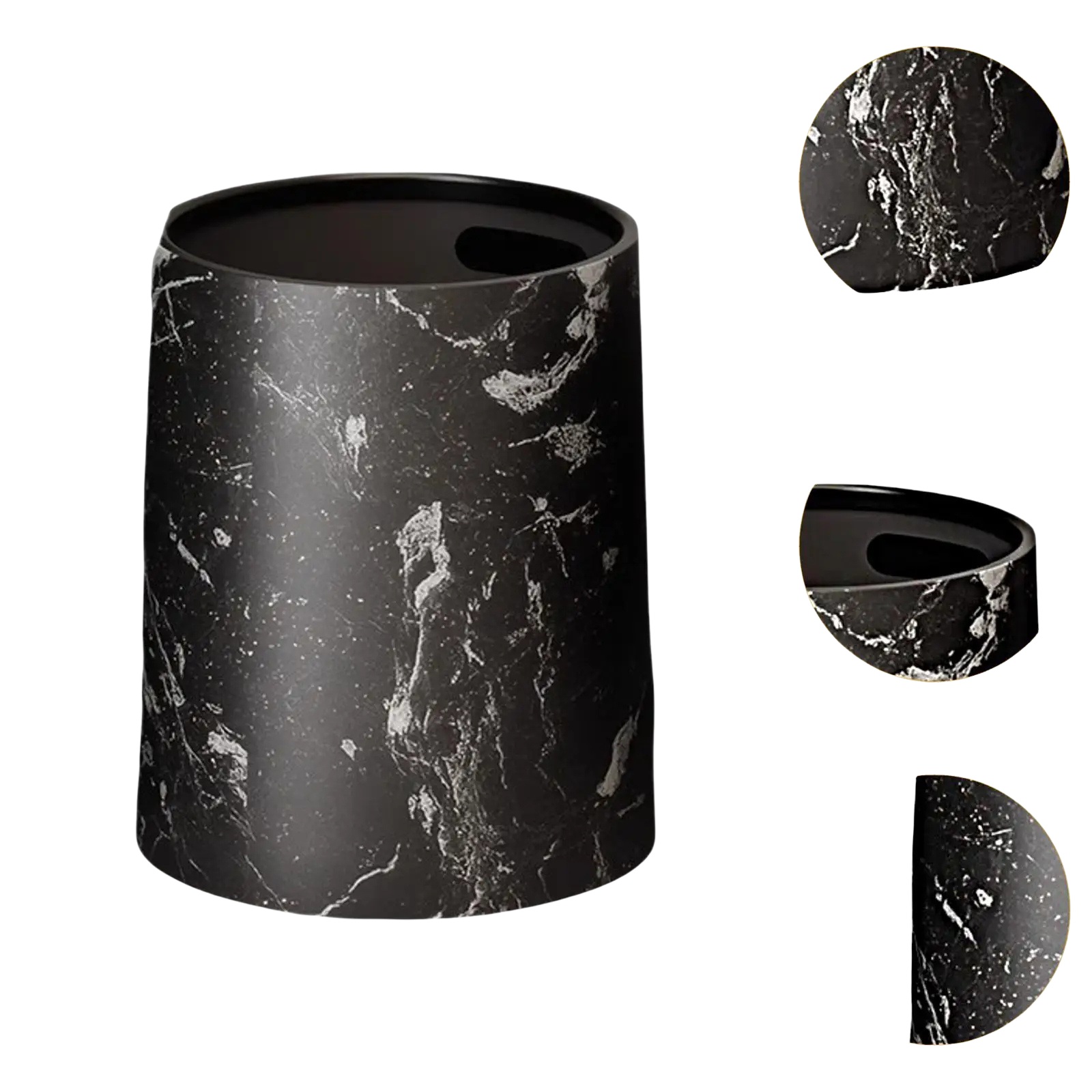 Poubelle ronde sans couvercle en plastique design marbré