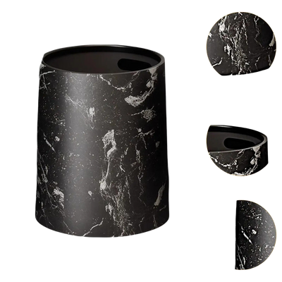 Poubelle ronde sans couvercle en plastique design marbré