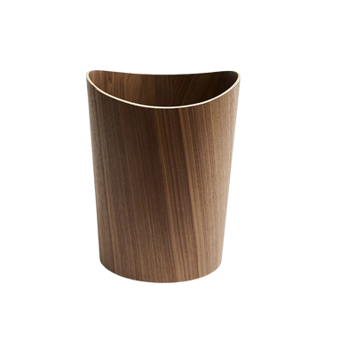 Poubelle en bois noyer design pressé