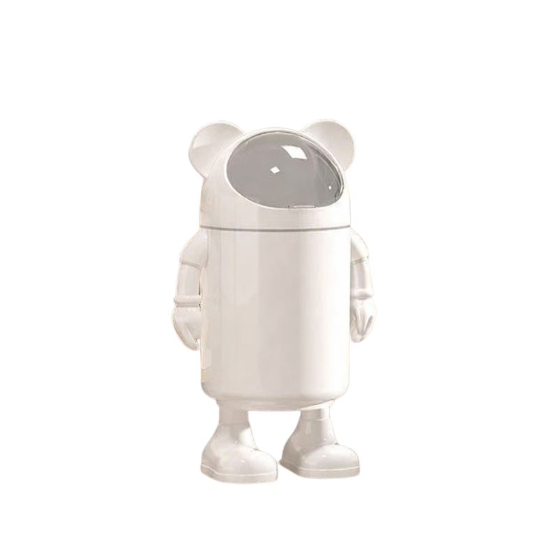 Poubelle design astronaute sur pied