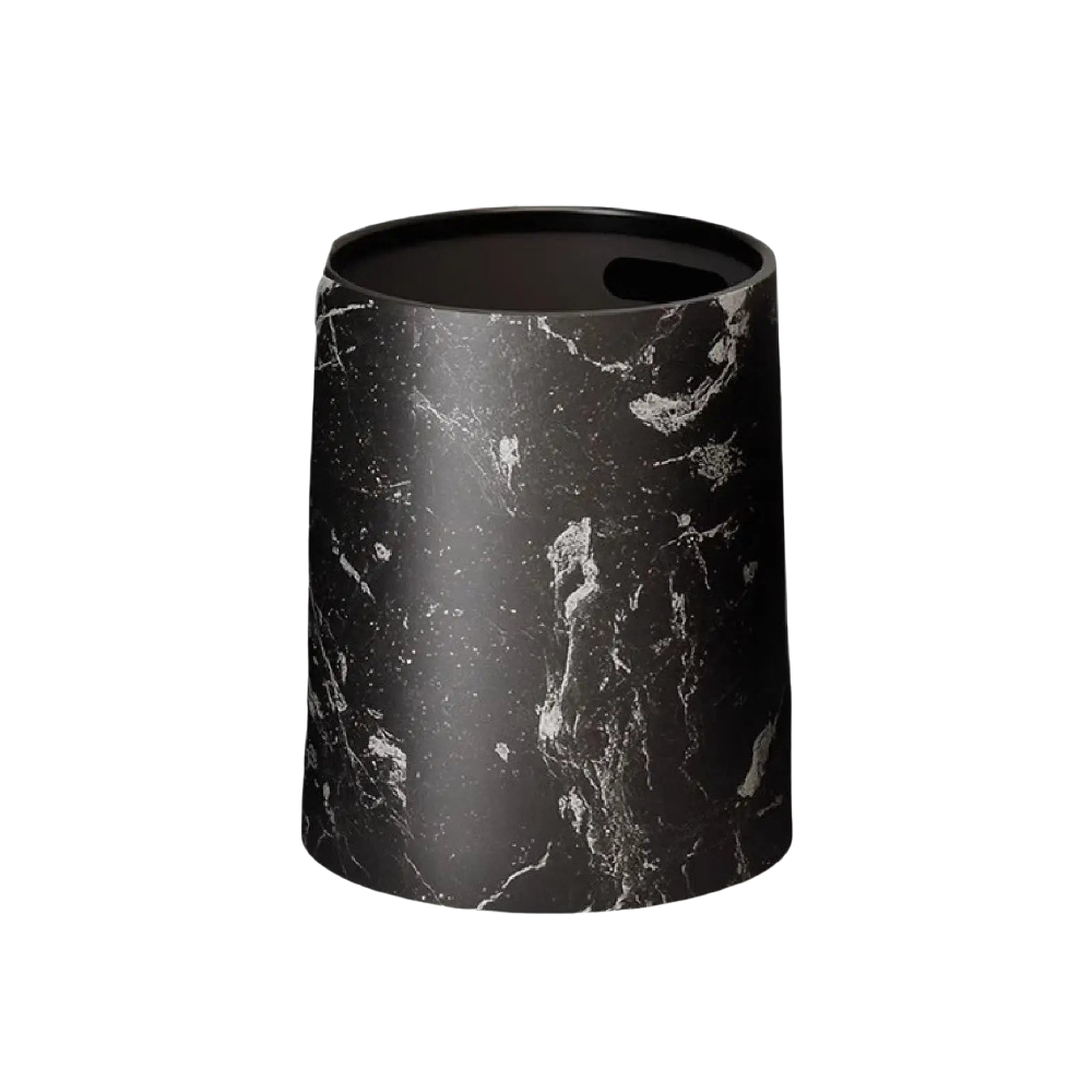 Poubelle ronde sans couvercle en plastique design marbré