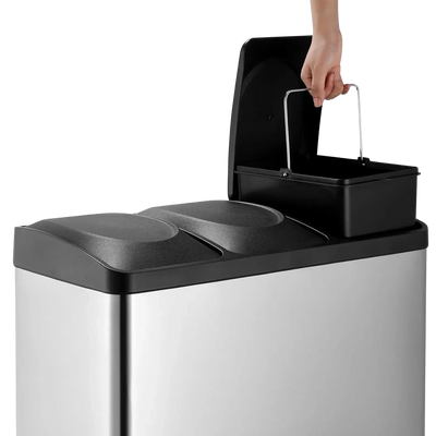 Poubelle de cuisine en inox 3 compartiments