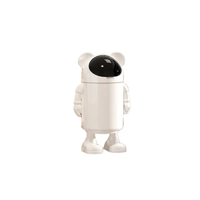 Poubelle design astronaute sur pied
