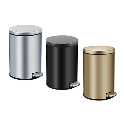 Poubelle à pédale cylindrique en acier inoxydable 6L