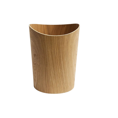 Poubelle en bois noyer design pressé