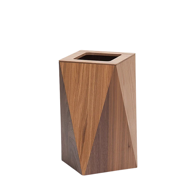 Poubelle Créative Diamant en Bois Moderne