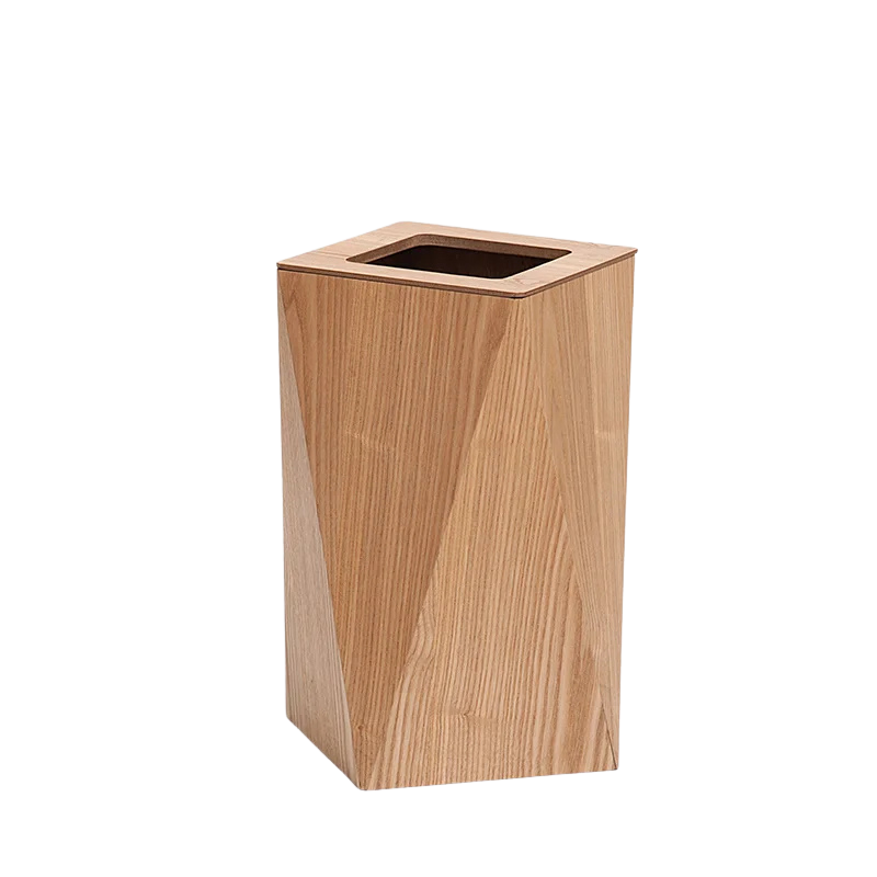 Poubelle Créative Diamant en Bois Moderne