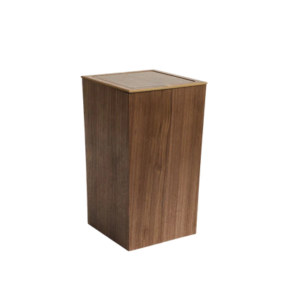 Poubelle en bois noyer design pressé